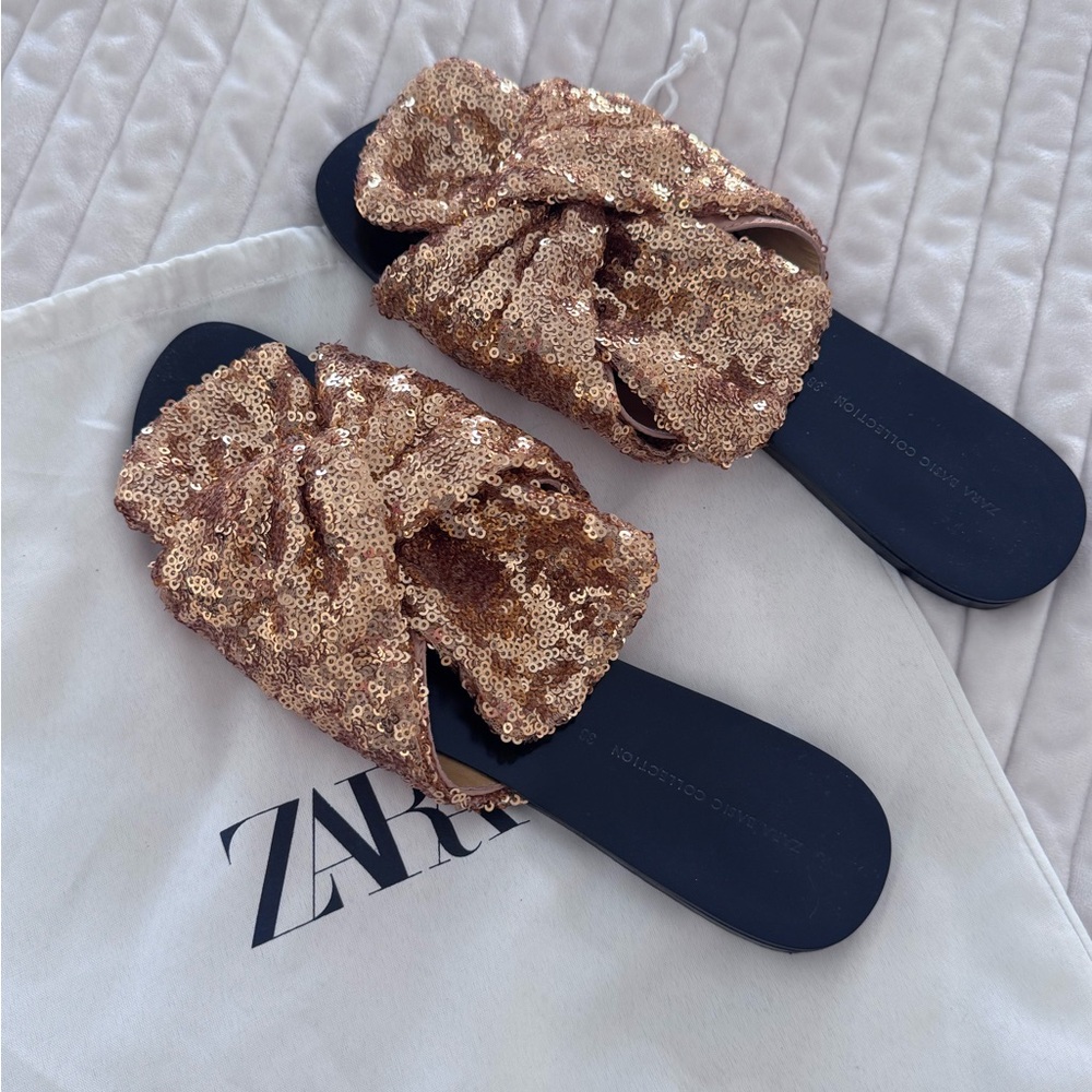 Zara Women's Sandals with Gold Sequins
